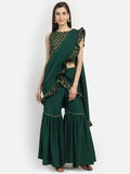 Crepe Sharara with Ruffle Block Printed Dupatta