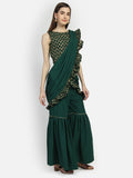 Crepe Sharara with Ruffle Block Printed Dupatta