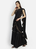 Crepe Sharara with Ruffle Block Printed Dupatta