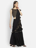 Crepe Sharara with Ruffle Block Printed Dupatta