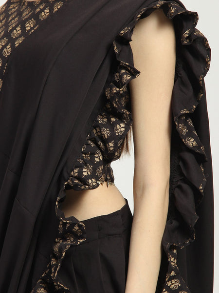 Crepe Sharara with Ruffle Block Printed Dupatta