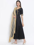 Organza Linear Foil Embroidered Dupatta