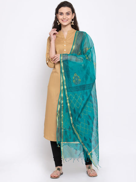 Chanderi Hand Block Printed Dupatta