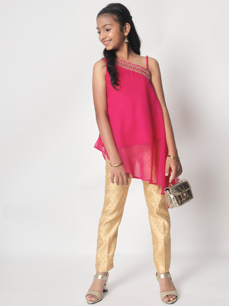 Georgette Embellished and Brocade Kurti Set