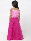 Organza Striped and Ruffles Lehenga Set