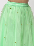 Net Pearl Embroidered Tie-up Lehenga Set With Dupatta