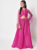 Dupion Block Printed Kalidaar Lehenga Set