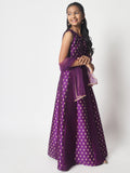 Dupion Block Printed Kalidaar Lehenga Set