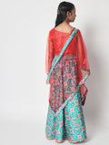 Poly Silk Printed Bias Lehenga Set