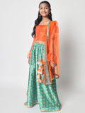 Poly Silk Printed Bias Lehenga Set