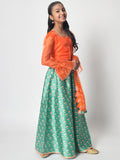 Poly Silk Printed Bias Lehenga Set