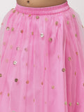 Net Sequins Embroidered Gathered Skirt