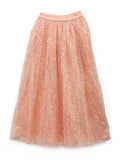 Net Sequins Embroidered Gathered Skirt