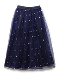 Net Sequins Embroidered Gathered Skirt