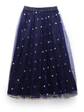 Net Sequins Embroidered Gathered Skirt