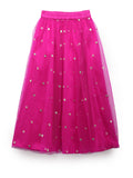 Net Sequins Embroidered Gathered Skirt