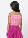 Net Sequins Embroidered Ruffle Top