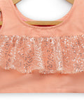 Dupion and Net Sequins Embroidered Gathered Top