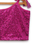 Net Sequins Embroidered Tie-up Top