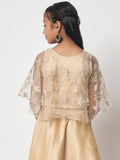 Net Floral Embroidered Cape Top