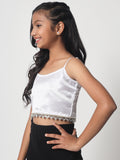 Satin Solid Embellished Spaghetti Top