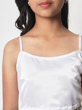 Satin Solid Embellished Spaghetti Top