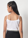 Satin Solid Embellished Spaghetti Top