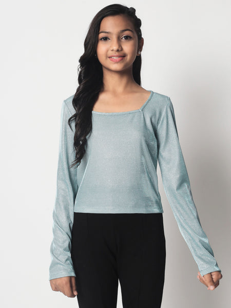 Shimmer Square Neck Solid Top