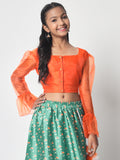Organza Button Down Top