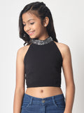 Knitted Halter Embellished Top