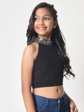 Knitted Halter Embellished Top