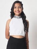 Knitted Halter Embellished Top