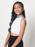 Knitted Halter Embellished Top