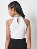 Knitted Halter Embellished Top