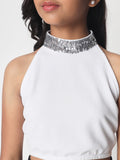 Knitted Halter Embellished Top