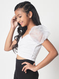 Knitted Organza Sleeves Top