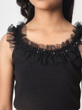 Knitted Sequin Embroidered Ruffle Top