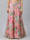 Satin Floral Printed Bias Skirt