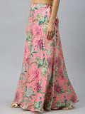 Satin Floral Printed Bias Skirt