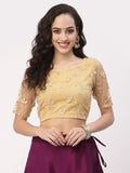 Net Floral Embroidered Crop Top