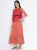 Crepe and Net Sequin Embroidered Cape Kurta