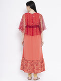 Crepe and Net Sequin Embroidered Cape Kurta