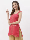 Georgette Mirror-work Embroidered Kurti