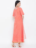 Crepe & Net Sequins Embroidered Attached Shrug Maxi Kurta