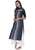 Cotton Cambric Printed Collared Kurta Set