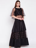 Dupion & Net Sequins Embroidered Panelled Lehenga Set