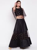 Dupion & Net Sequins Embroidered Panelled Lehenga Set