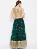 Net Sequin Embellished Gathered Lehenga Set