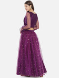 Net Sequins Embroidered Gathered Lehenga Set