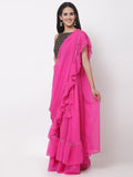 Georgette Embellished Tiered Lehenga Set with Attached Dupatta